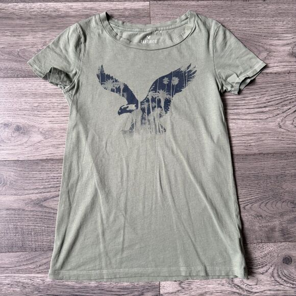 American Eagle Outfitters Tops - American Eagle Outfitters Classic Vintage Y2K Graphic Tee - Sage Green - Size XS